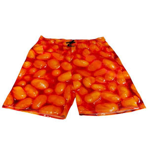 3D Baked Beans Printed Men's Drawstring Casual Beach Work Casual Swim Shorts